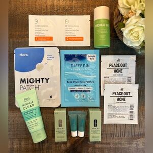 New 10-Piece ACNE TREATMENT BUNDLE Mighty Patch, Differin, Clinique, Dr. Gross +